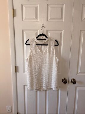 Roz & Ali White Sleeveless Lace V-Neck Camisole